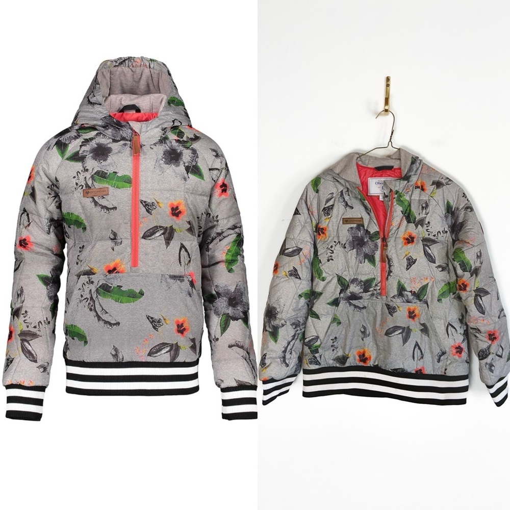 Obermeyer Girls Peri Down Anorak Jacket Leilani print size M 10/12